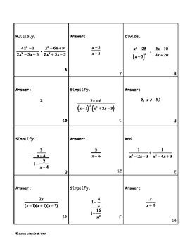 Multiplying And Dividing Rational Algebraic Expressions Worksheet
