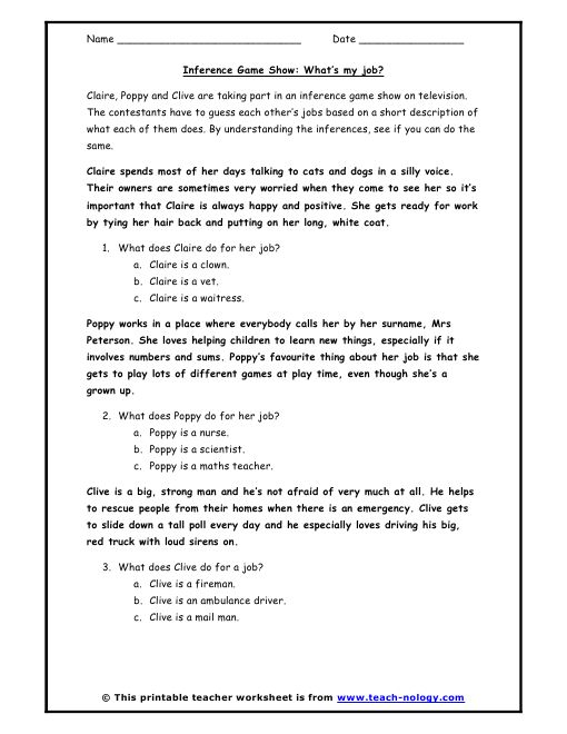 Inference Worksheets Pdf 7th Grade