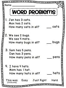 Easy Addition Word Problems With Pictures