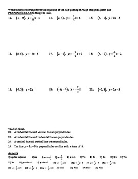 Writing Equations Of Parallel And Perpendicular Lines Worksheet Doc