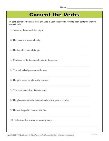 English Free Worksheets For Grade 6