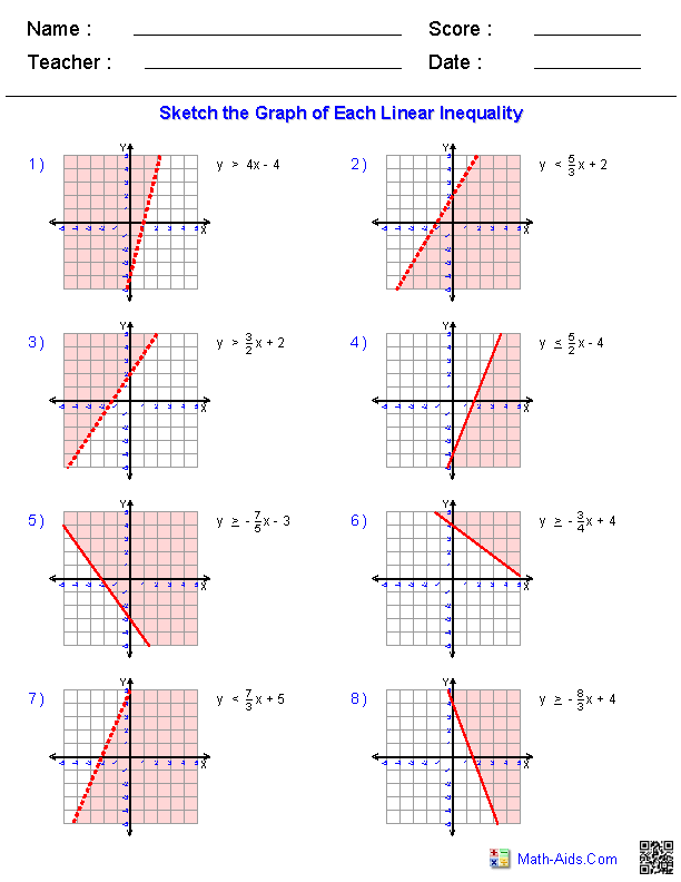 Graphing Inequalities Worksheet Algebra 2