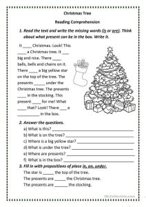 Christmas Reading Comprehension Worksheets Christmas Tree English Esl