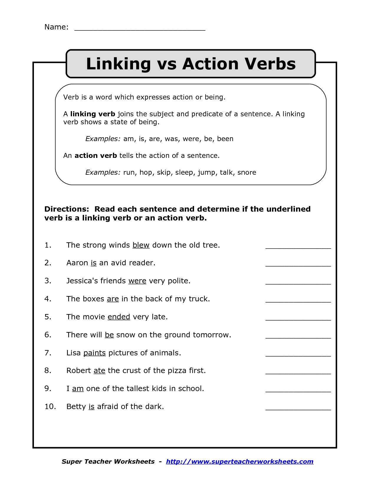 5th Grade Verbs Worksheets For Grade 5