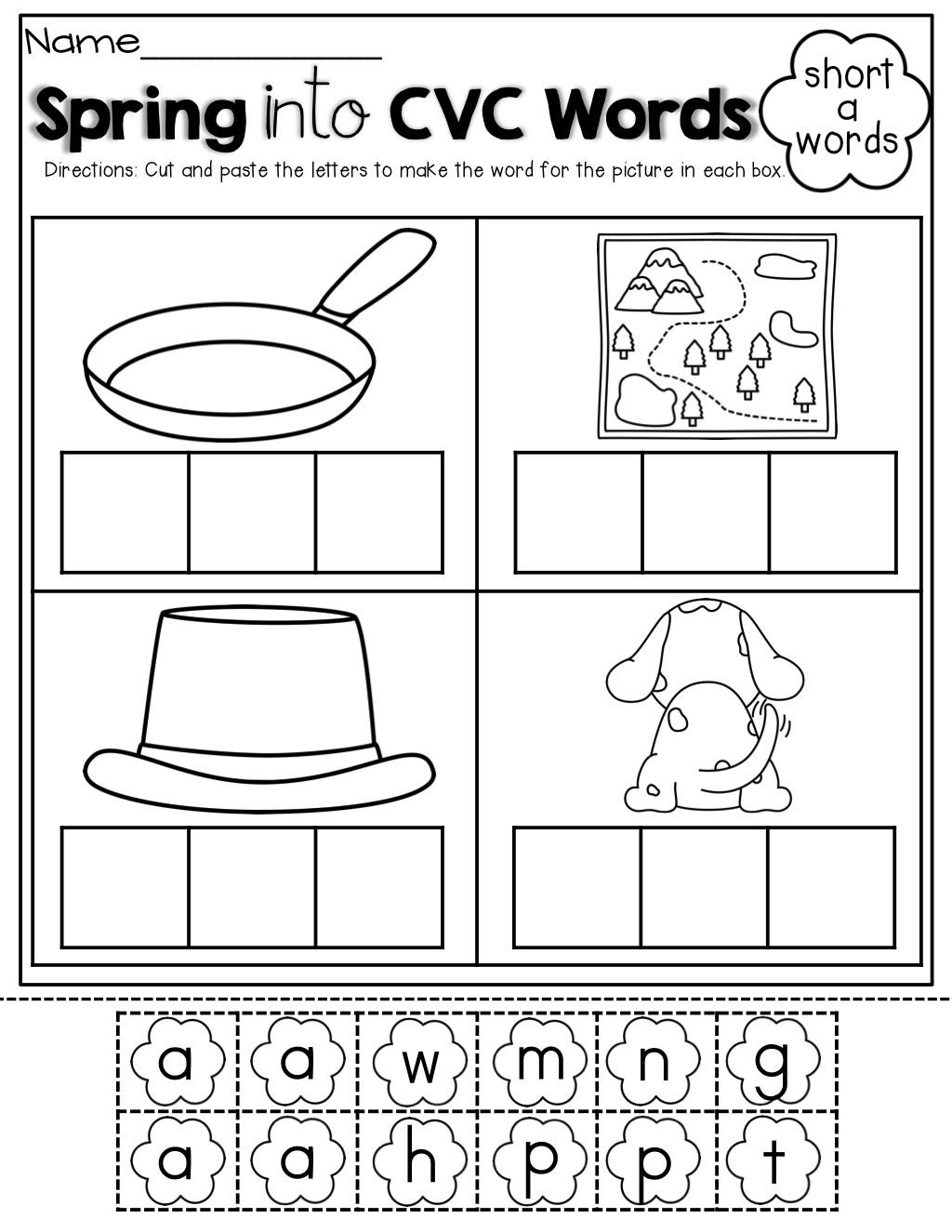 Free Printable Cvc Worksheets Cut And Paste