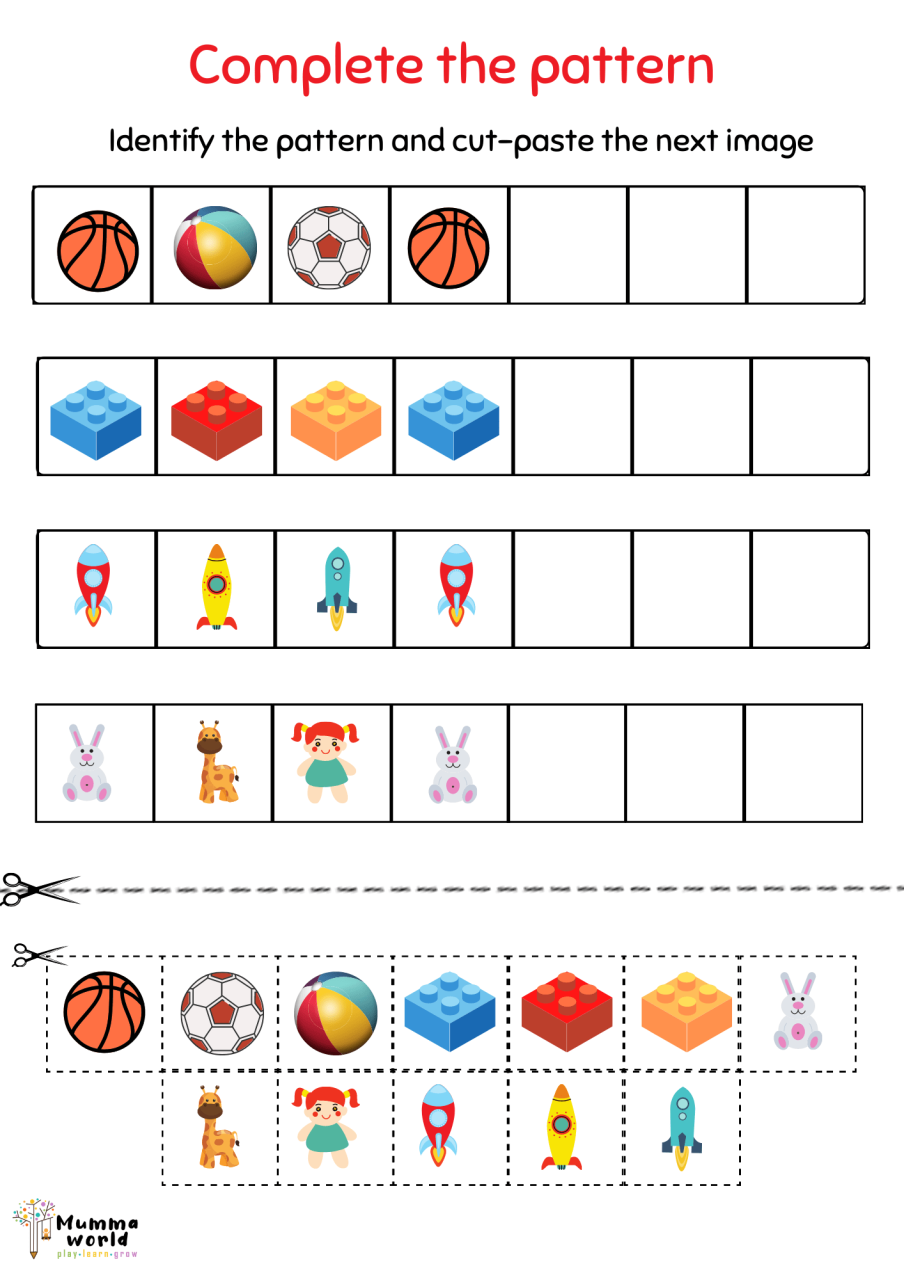 Pattern Worksheet for Kindergarten 1 Mumma World