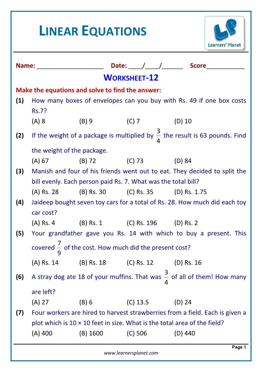 Simultaneous Equations Word Problems Worksheet Pdf zoemoon
