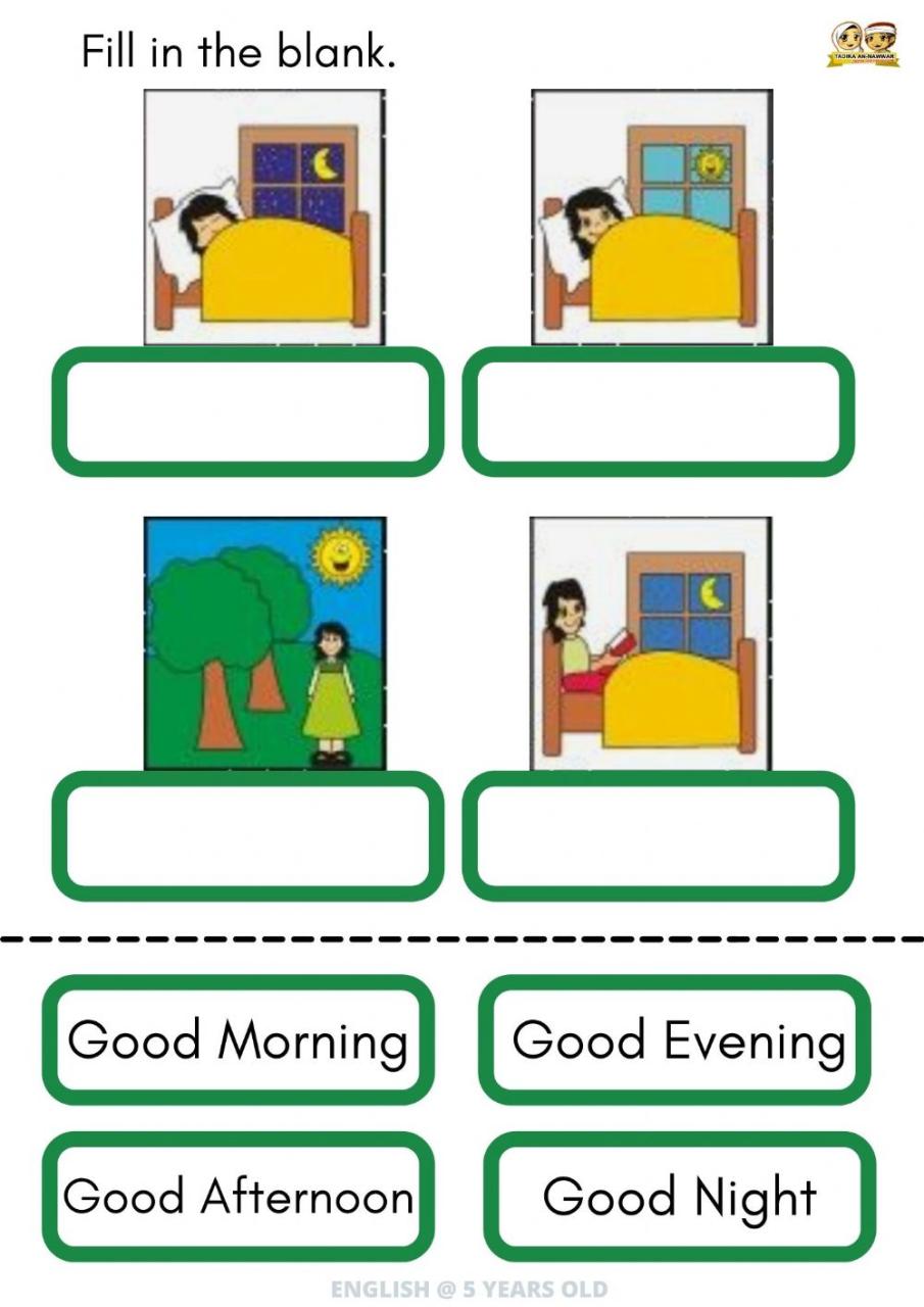 Kindergarten English Worksheets For 5 Years Old