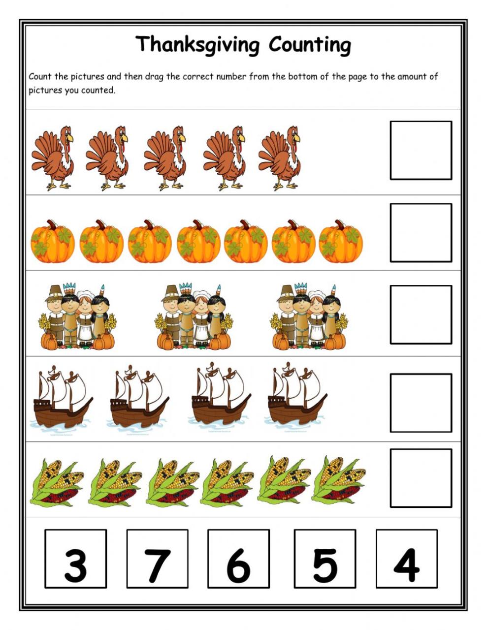 Thanksgiving Phonics Worksheets For Kindergarten
