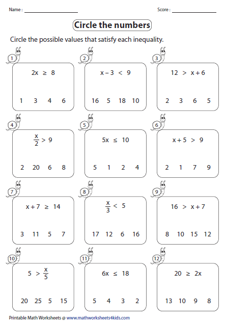6th Grade Inequalities Worksheet With Answers