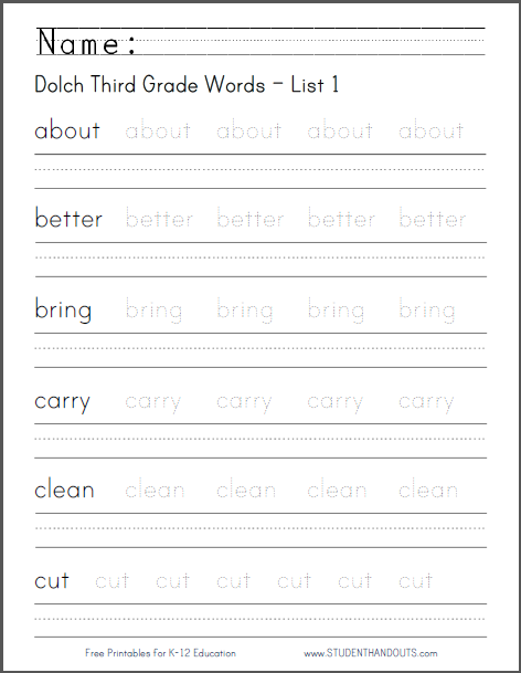 3rd Grade Handwriting Practice Sheets Pdf