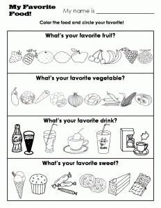 Food Worksheets For Toddlers