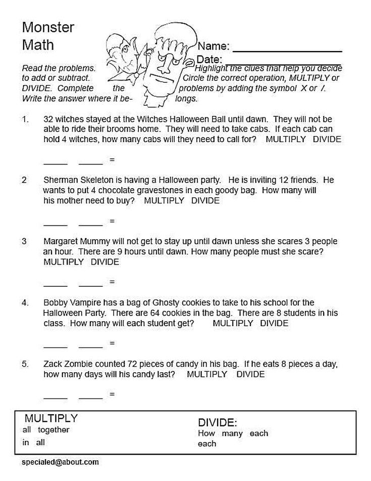 Math Worksheets For 5Th Grade Word Problems