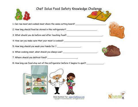 Food Safety Worksheets For Kids