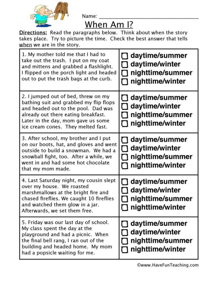 4th Grade Free Inference Worksheets