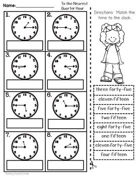 2nd Grade Time Clock Worksheets
