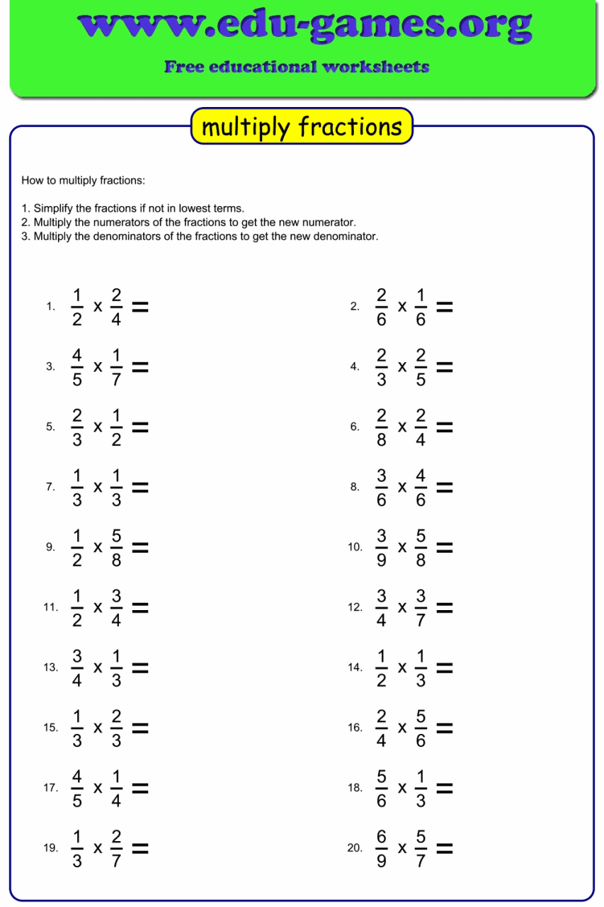 Grade 4 Math Worksheets Fractions