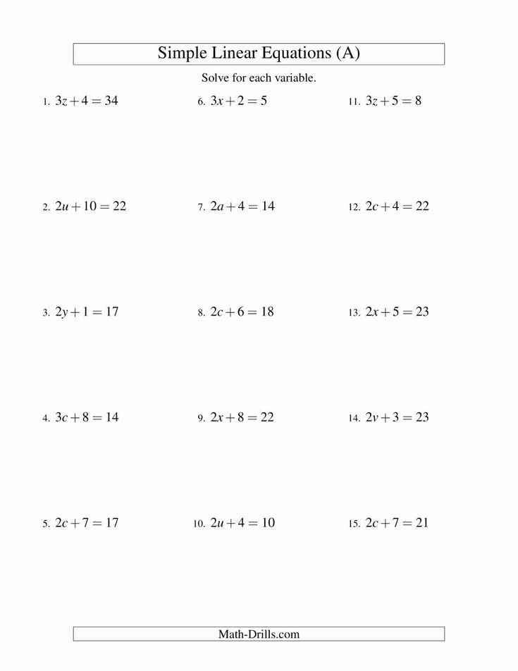 Solving Linear Equations Worksheet Pdf Unique solving Linear Equations