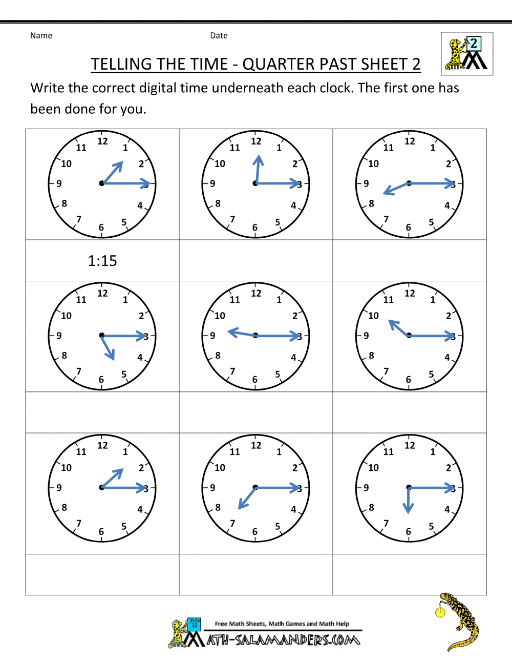 2nd Grade Clock Worksheets Pdf