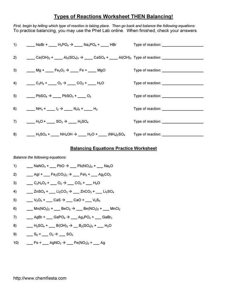 Download balancing equations 41 Chemistry worksheets, Balancing
