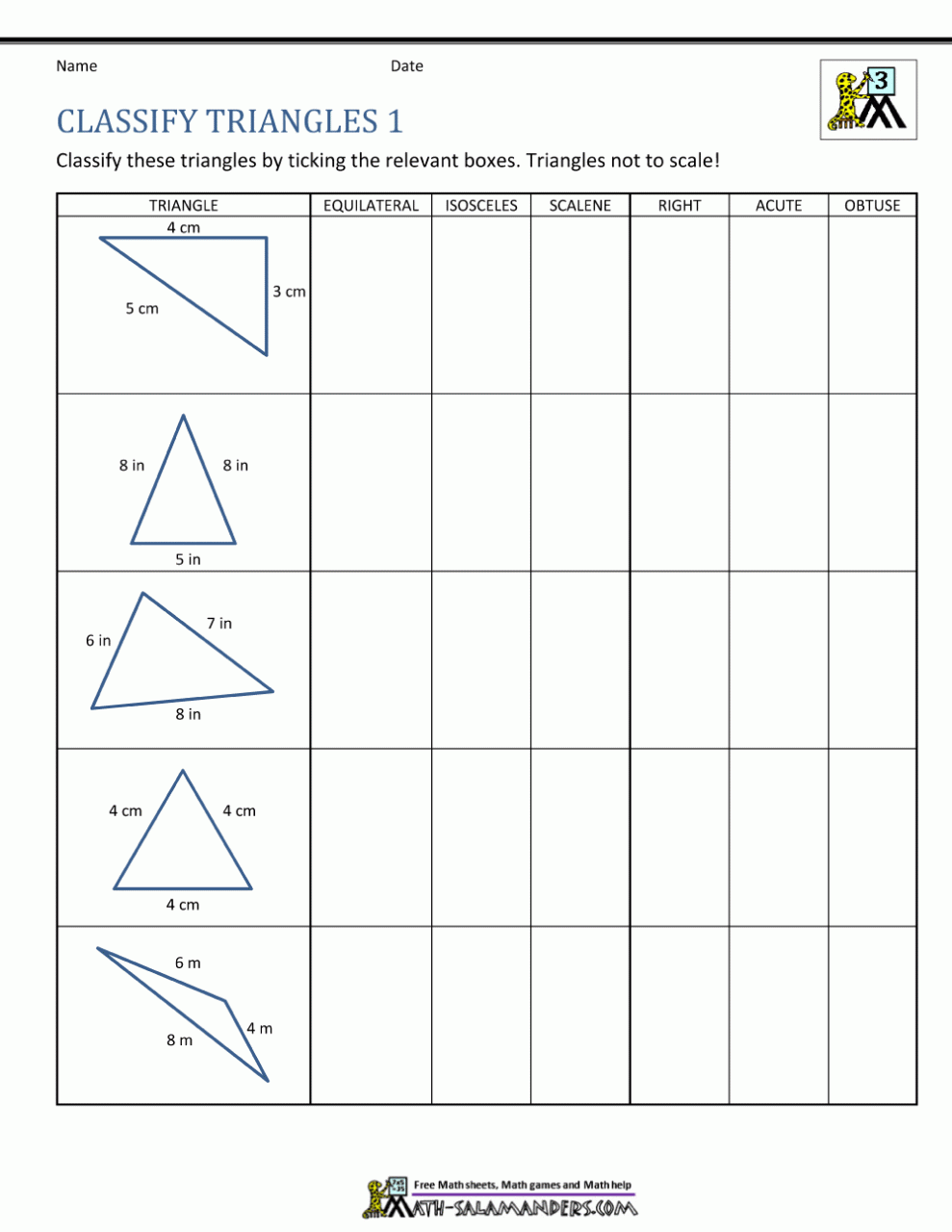 Grade 5 Math Worksheets Geometry
