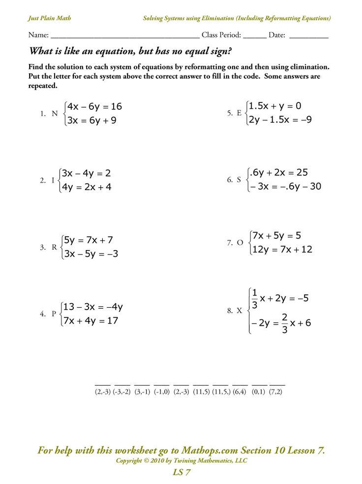 Systems Of Linear Equations Worksheets Systems of equations, Word
