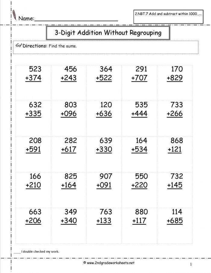 Second Grade Math Worksheets Common Core