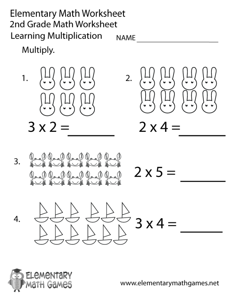 2Nd Grade Math Worksheets Multiplication