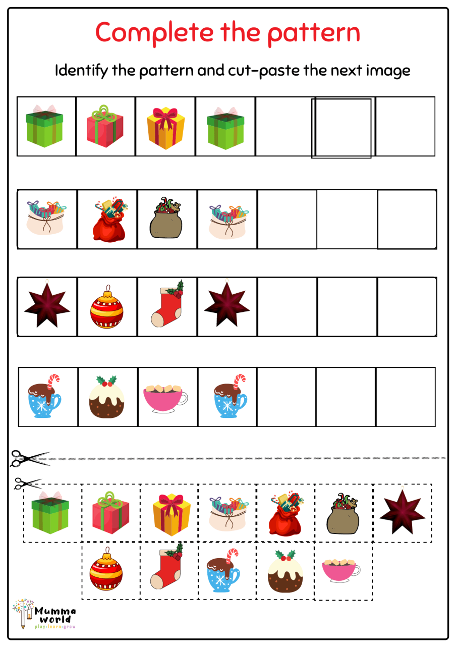 Christmas Themed Pattern Worksheet1 Mumma World