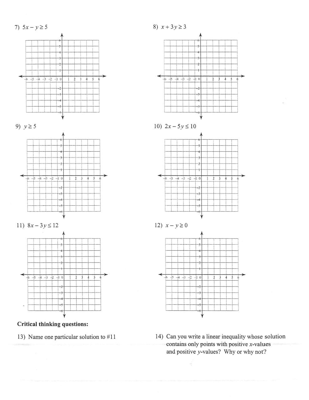 Graphing Linear Equations Worksheet Answer Key