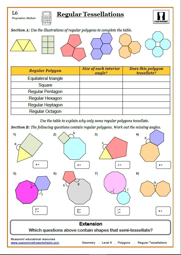 Sixth Grade Math Worksheets Shapes