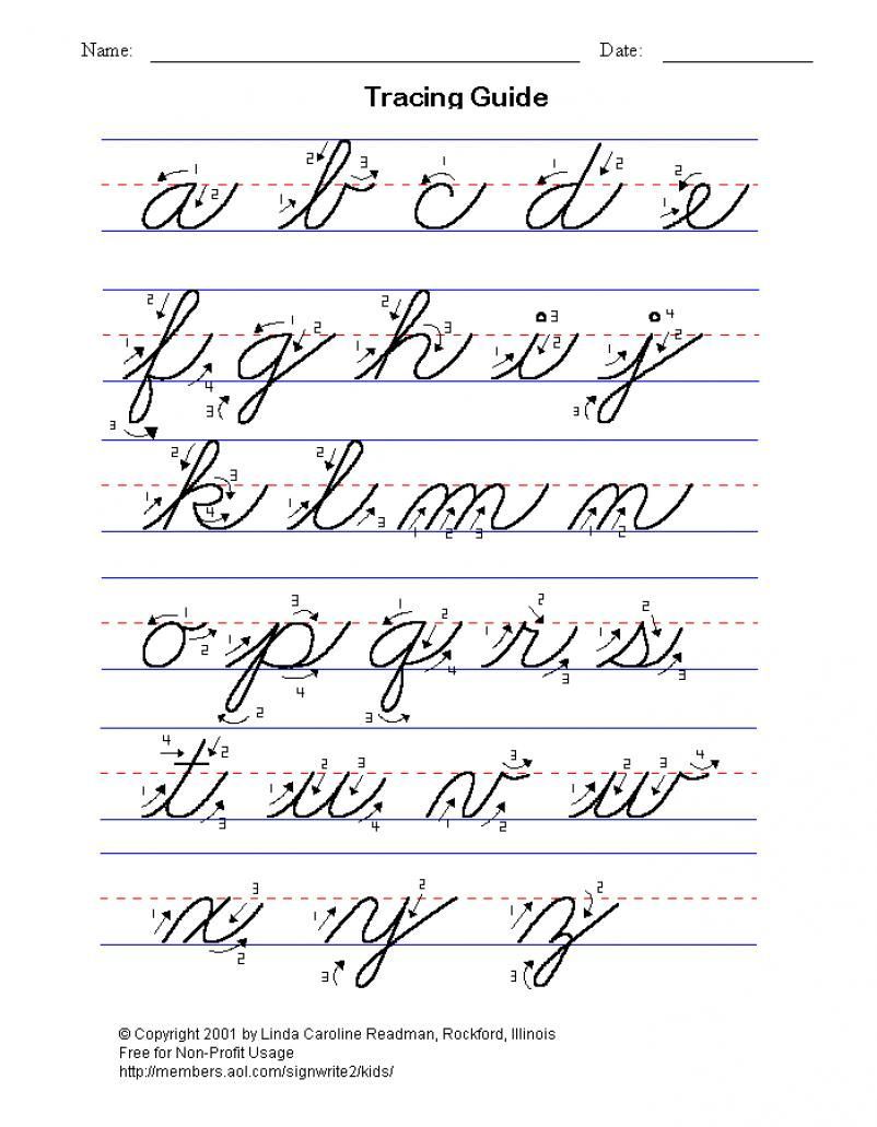 Cursive Handwriting Sheets Alphabet