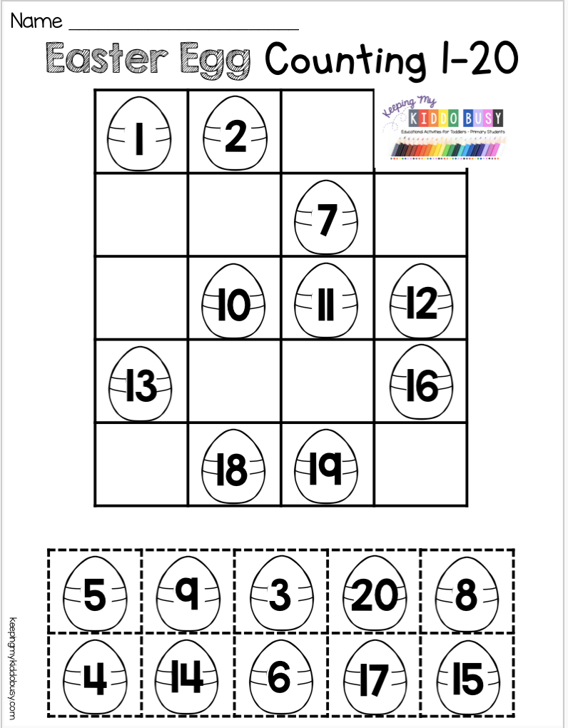 Kindergarten Counting Worksheets 1-20