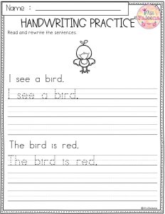 Printable Handwriting Kindergarten Writing Sentences Worksheets
