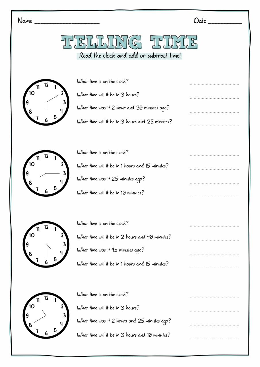 Math Worksheets For 3Rd Grade Elapsed Time