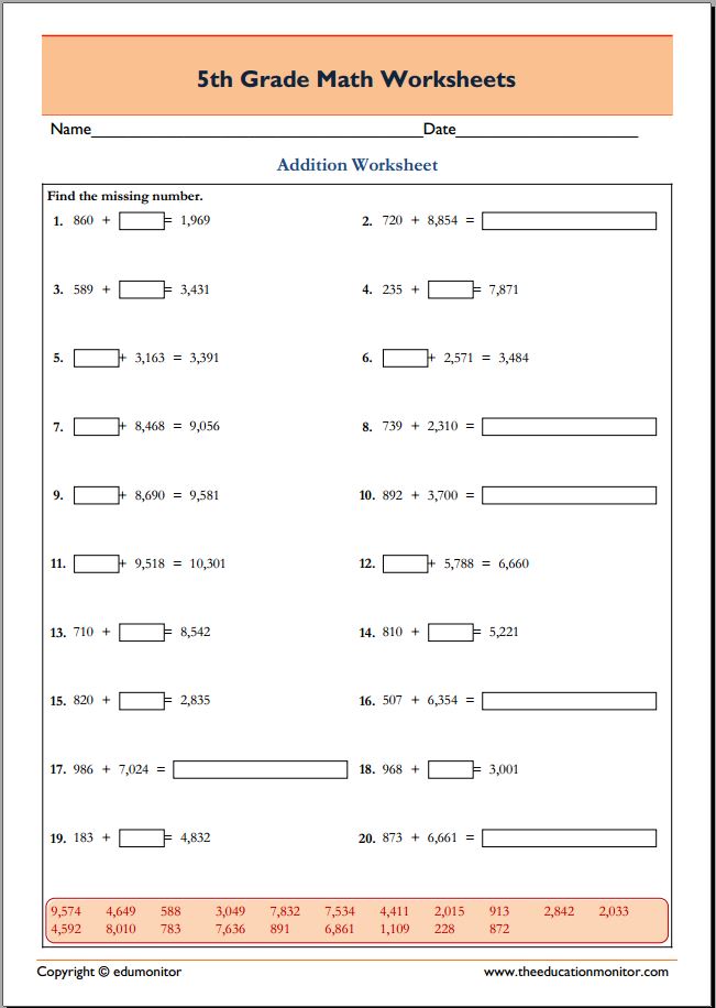 Math Worksheets Grade 5 Pdf