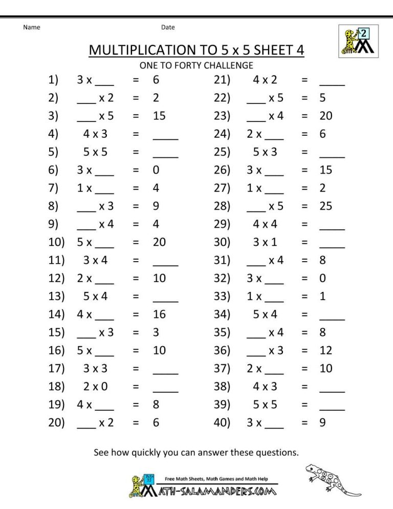 3rd Grade Math Multiplication And Division Worksheets