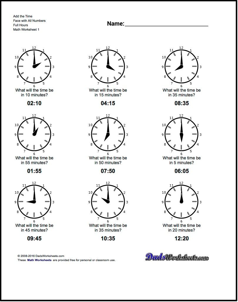 Printable Analog Clock Worksheets Free