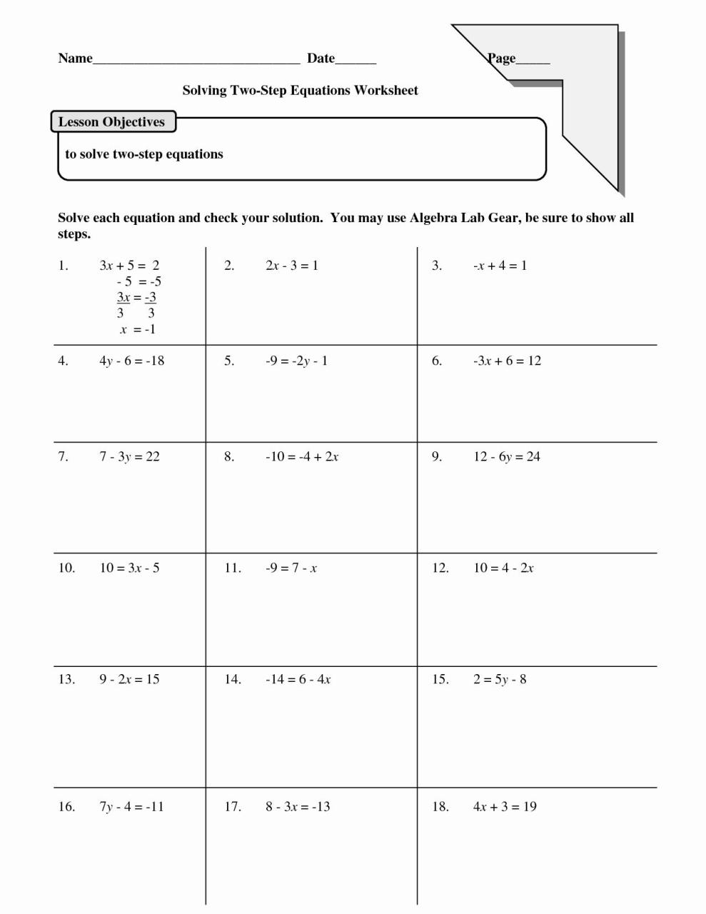 2 Step Equations Worksheet Elegant 15 Best Of Step 8 Worksheets Multi