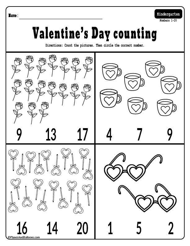 Free Valentine Math Worksheets For Kindergarten