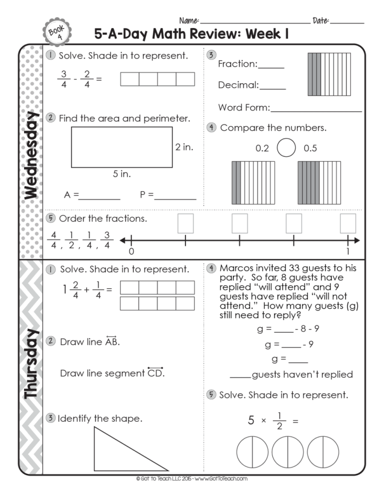 4Th Grade Math Worksheets Geometry