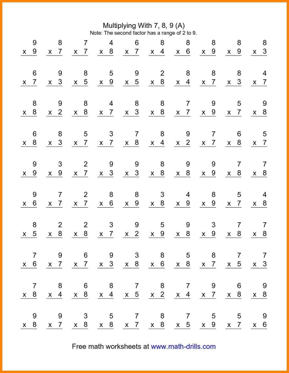 4Th Grade Multiplication Worksheets Free Multiplication Sheet 4th