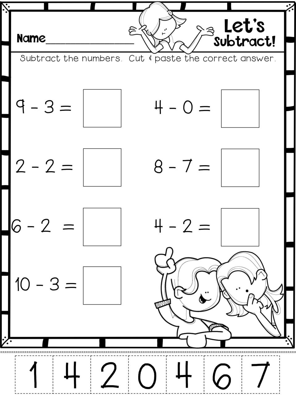 Subtraction Worksheets For Kindergarten With Pictures