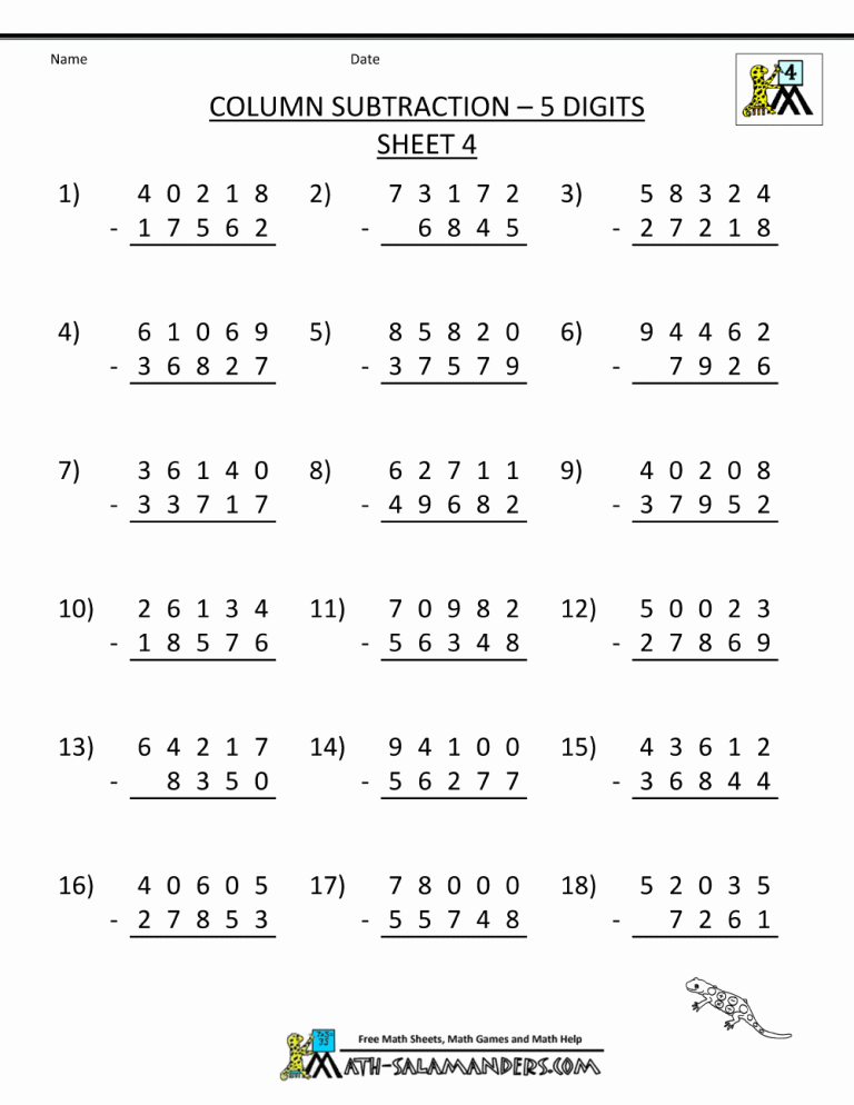 Year 5 Maths Worksheets Free Printable