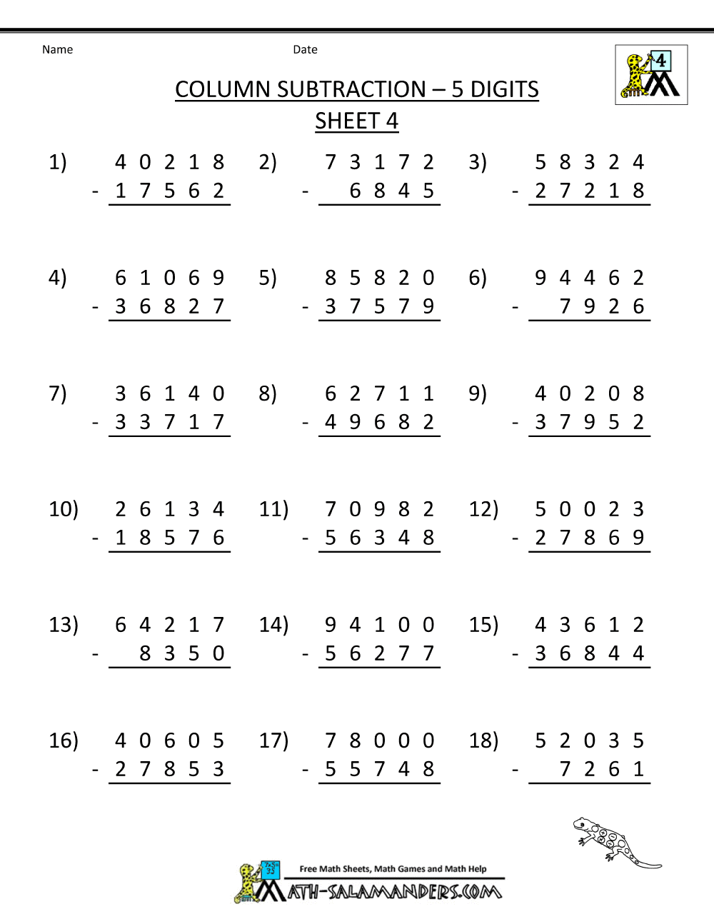 Image result for free printable grade 5 work sheets Grade 5 math