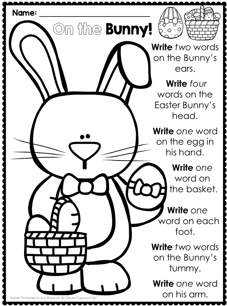 Easter Themed Kindergarten Worksheets