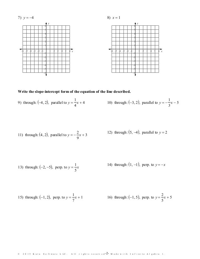 Graphing Linear Equations Worksheet Pdf Kuta