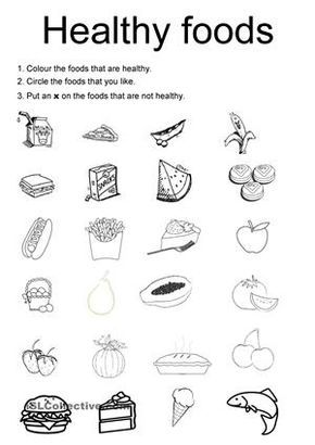 Healthy Food Worksheets For Grade 1