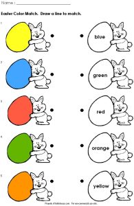 Easter Color Match Worksheet English activities for kids, Easter