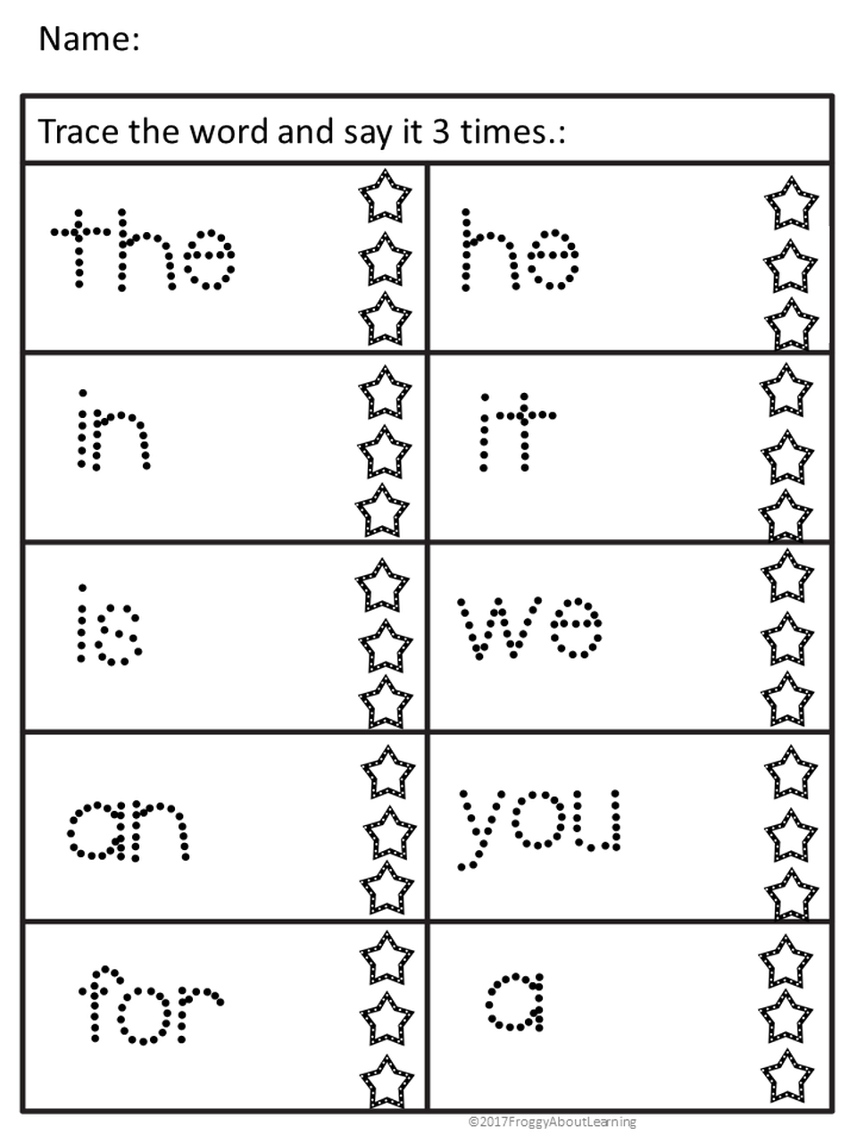 Sight Word Trace (Fry's 100) Basic sight words, Sight words